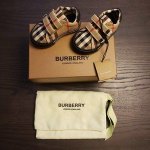 Burberry Mini Markham Check Straps Sneaker, Archive Beige/Black, Sz 17 (3-6 Mo)